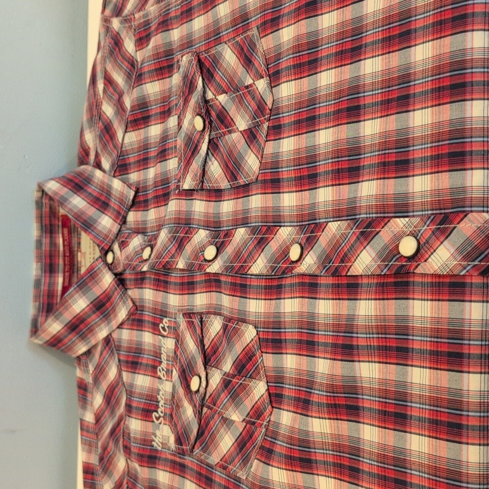 Scotch & Soda Men's Medium Western Long Sleeve Snap Button Down Plaid Shirt - Picture 7 of 16